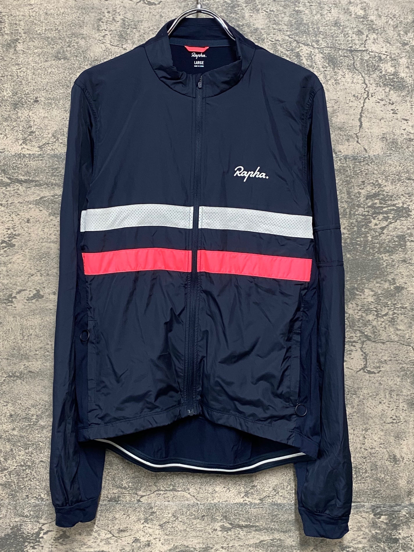 JA336 ラファ Rapha LONG SLEEVE BREVET WINDBLOCK JERSEY 長袖 サイクルジャージ 濃紺 L