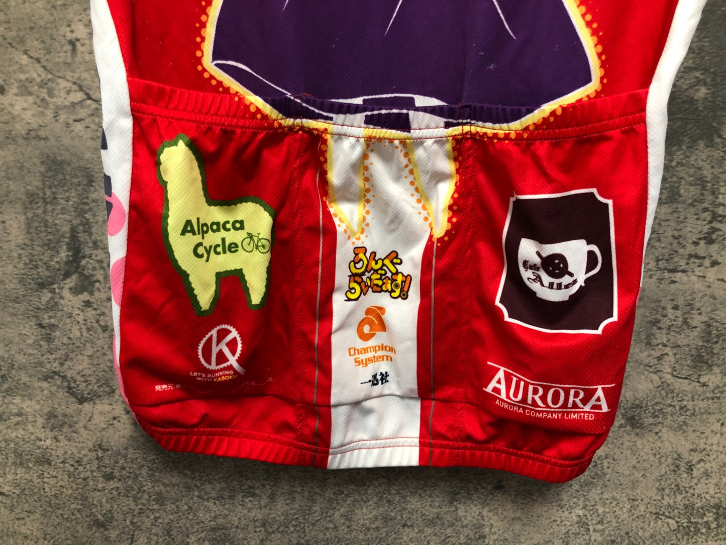 IZ766 チャンピオンシステム ChampionSystem AURORA 半袖 サイクルジャージ 赤 白 黒 M 痛ジャージ ろんぐらいだぁす！ FORTUNA