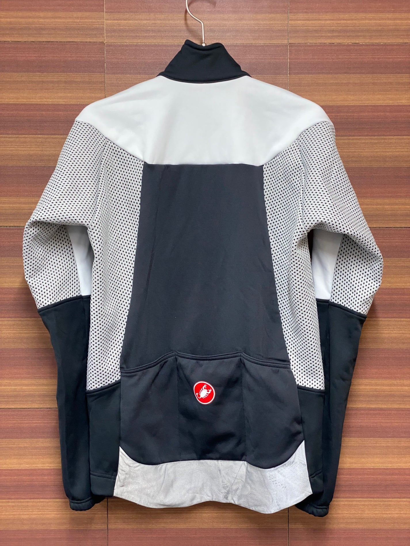 IH375 カステリ CASTELLI 長袖 サイクルジャケット 黒/白 L 裏起毛 中厚