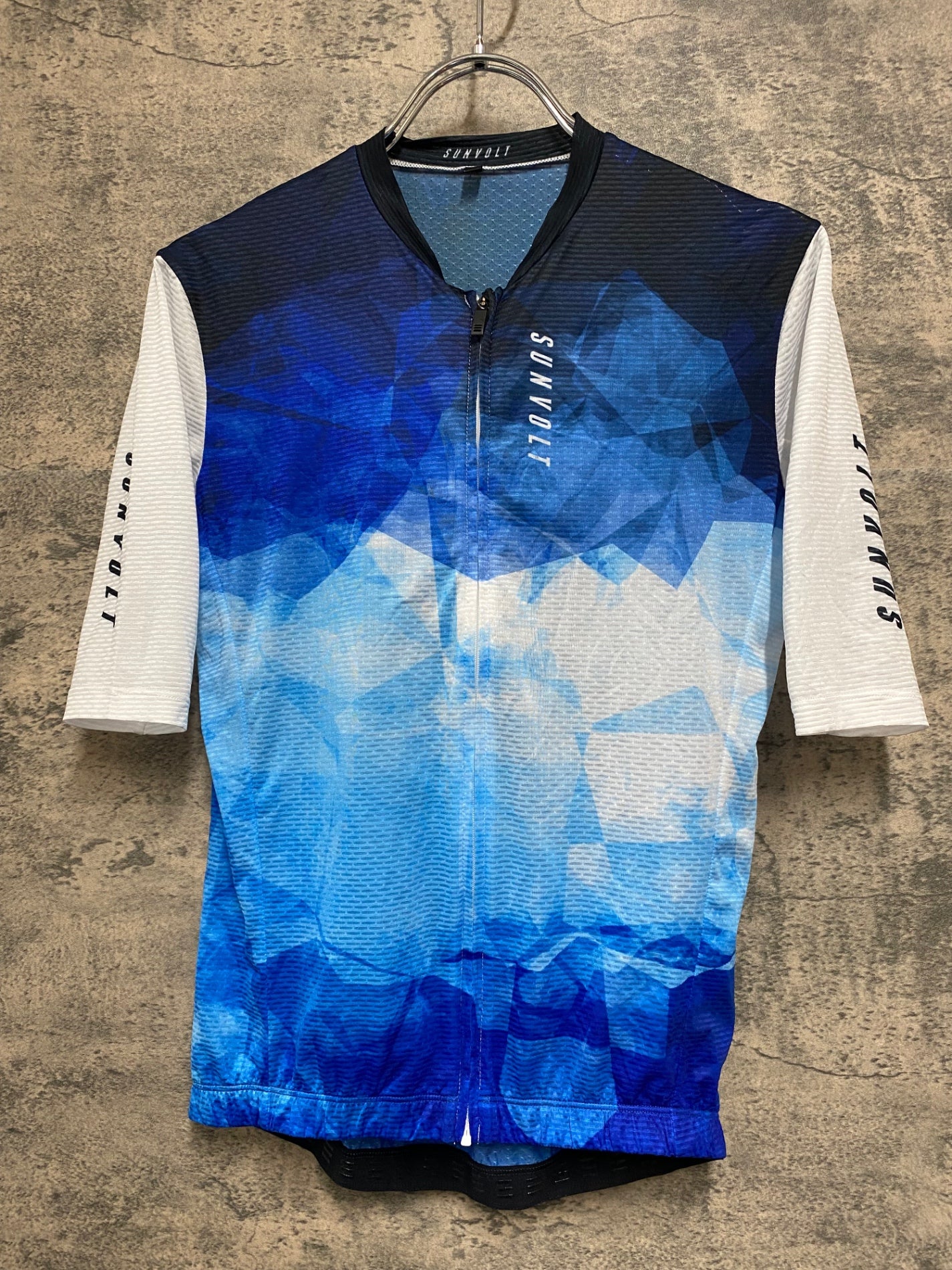 JC672 サンボルト SUNVOLT 半袖 サイクルジャージ 白 青 L ※汚れ