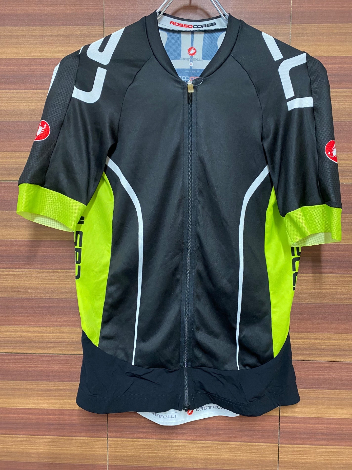 IJ496 カステリ CASTELLI ロッソコルサ ROSSO CORSA 半袖 サイクルジャージ 黒 XL