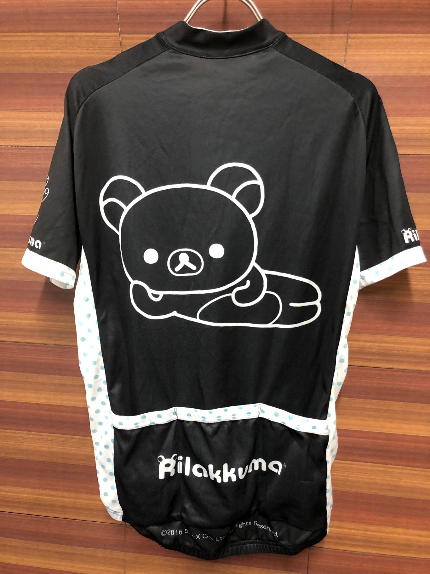 IS988 ワールドサイクル WORLDCYCLE 半袖 サイクルジャージ 黒 L RILAKKUMA 痛ジャージ