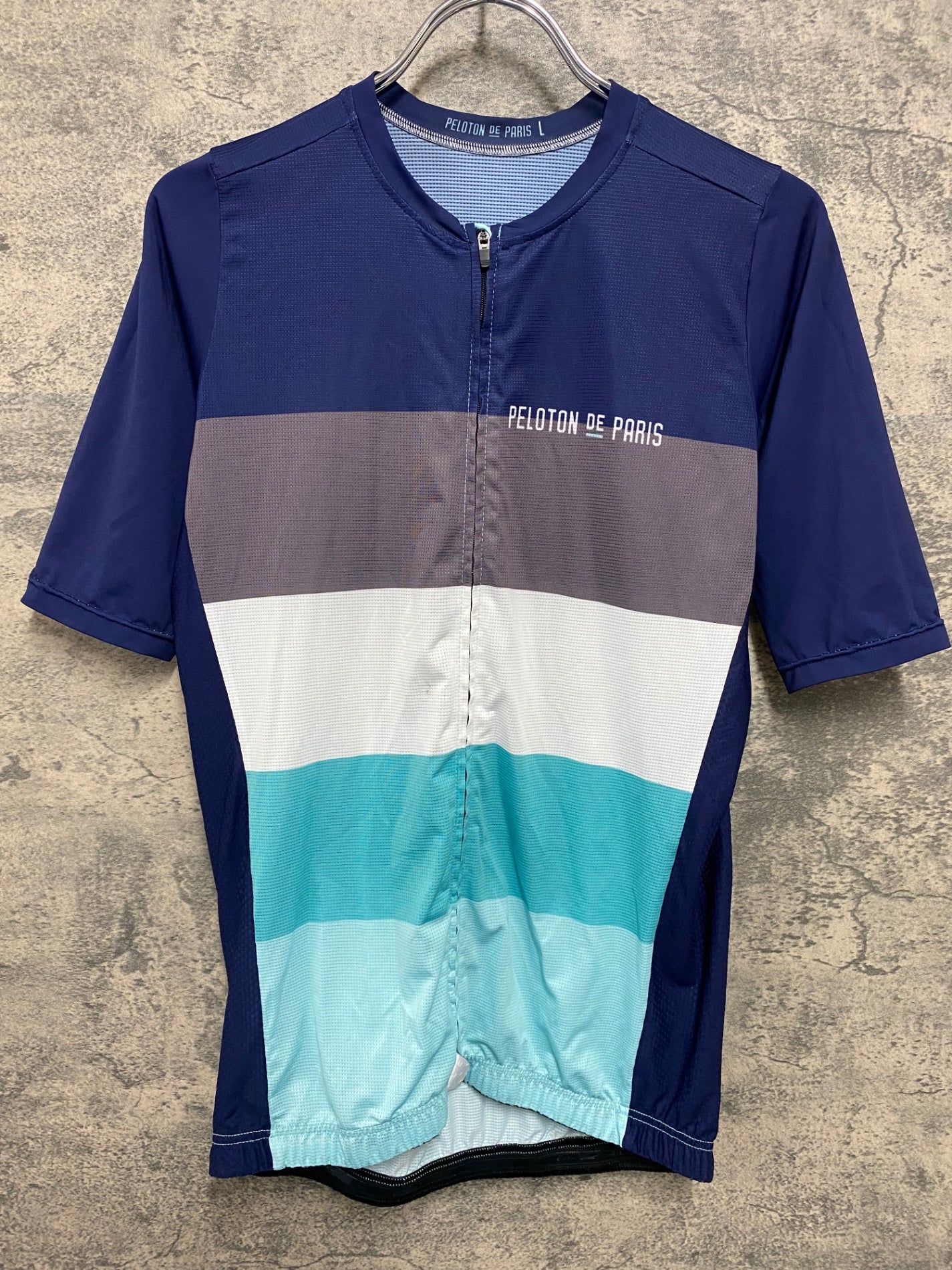 JA880 プロトンドパリ Peloton de Paris 半袖 サイクルジャージ ネイビー L ※汚れあり