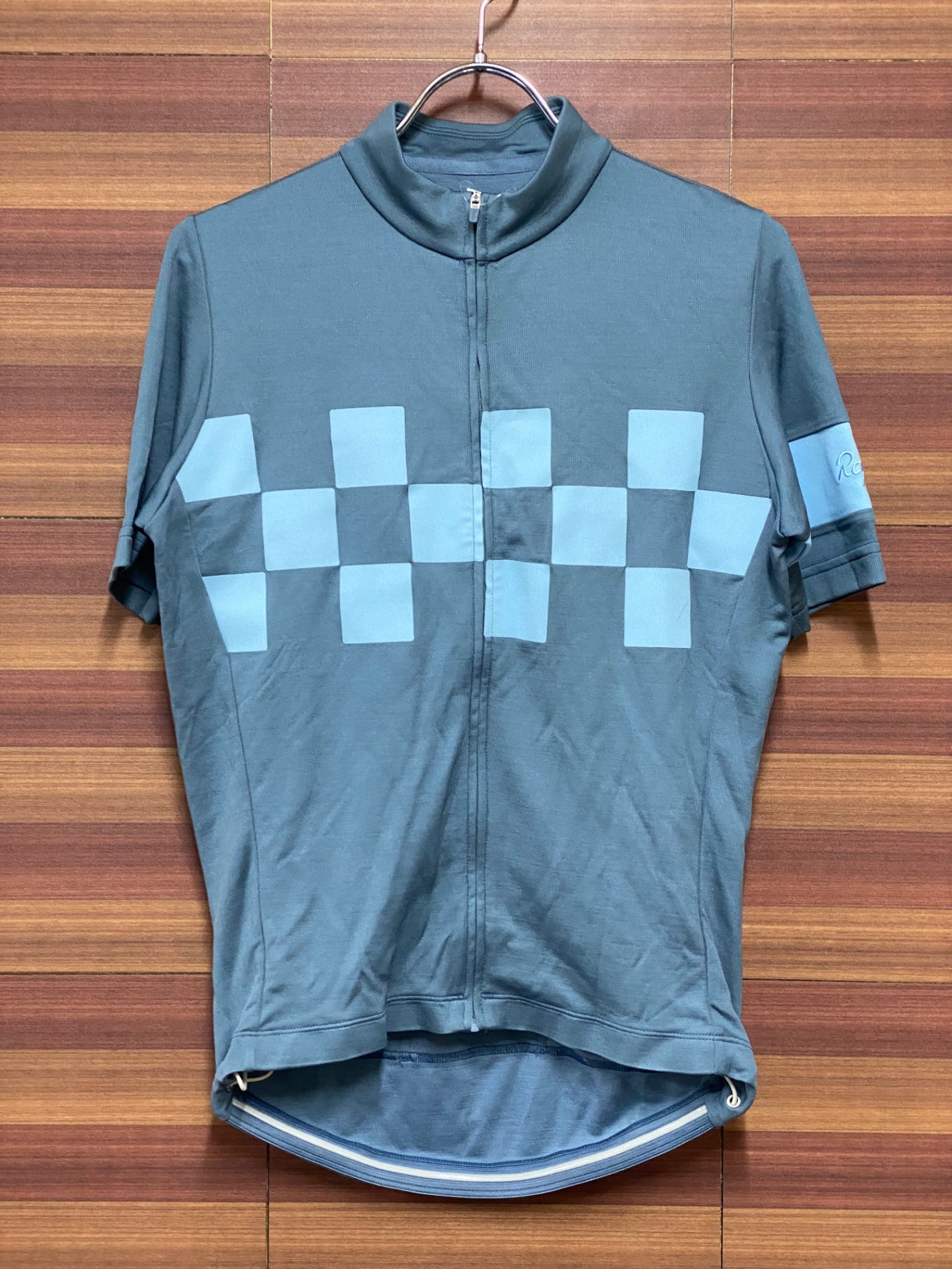 II615 ラファ Rapha CHECK JERSEY 半袖 サイクルジャージ グレーブルー S