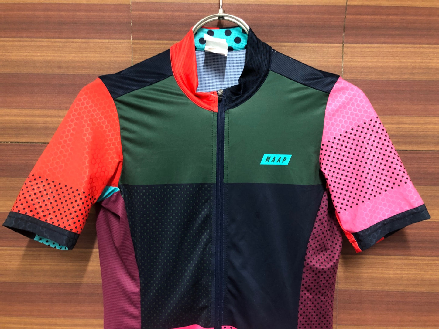 IT817 マープ MAAP 半袖 サイクルジャージ 紺 ピンク 深緑 総柄 XS