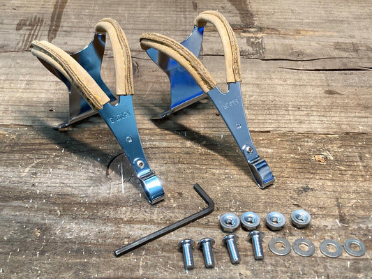 IP166 三ヶ島 MKS TOE CLIP STEEL w/leather トゥークリップ ジルバー M