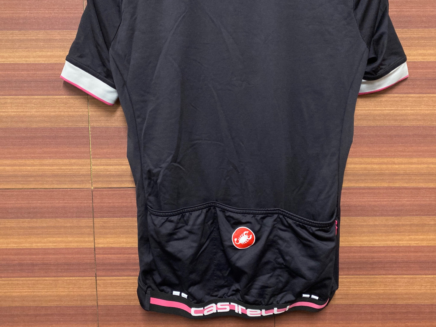 HV143 カステリ CASTELLI 半袖サイクルジャージ M 黒ピンク ※スレ