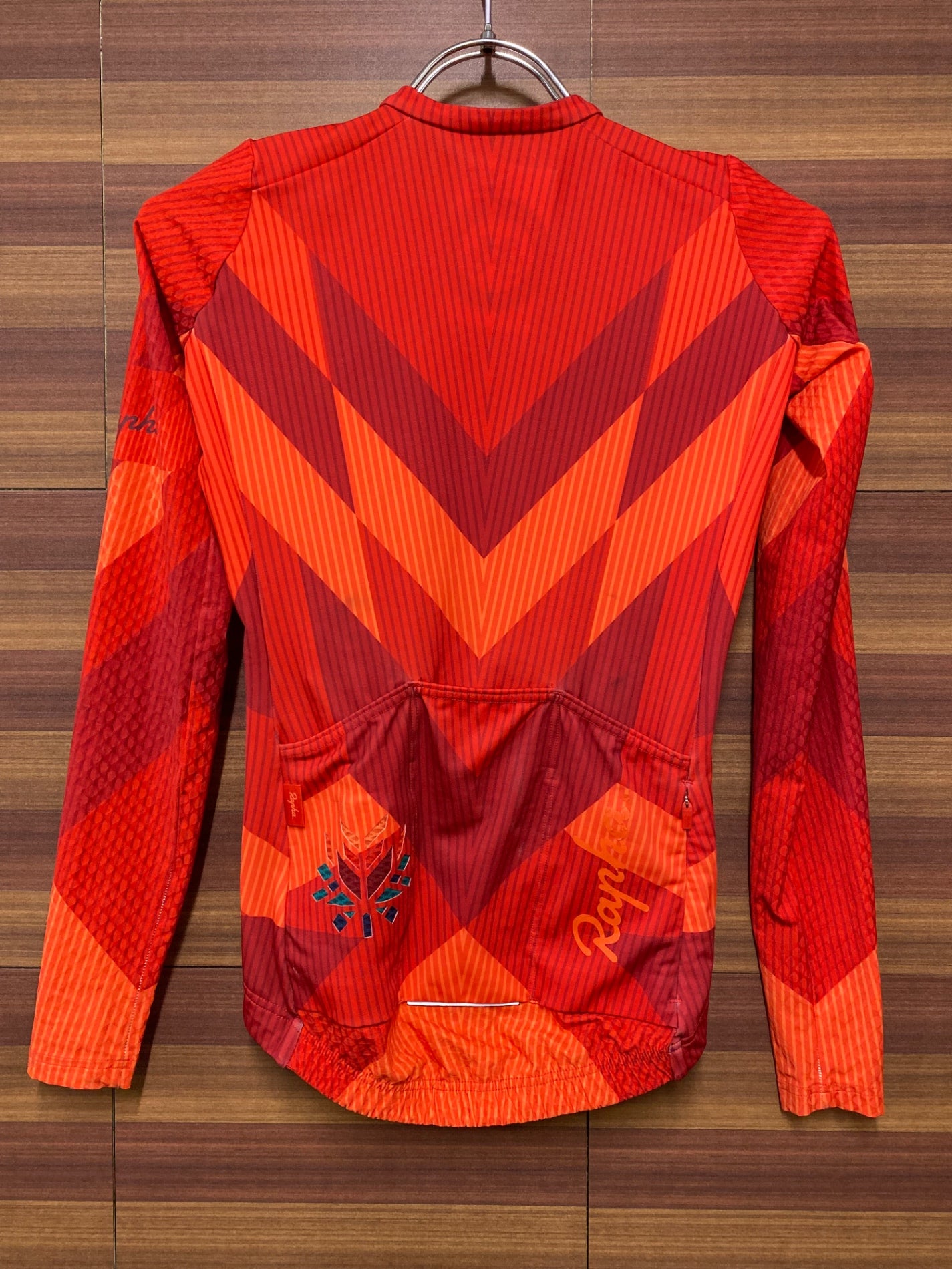 IE329 ラファ Rapha HIDDEN LEAVES WOMEN'S LONG SLEEVE AERO JERSEY 長袖 サイクルジャージ 赤 XXS