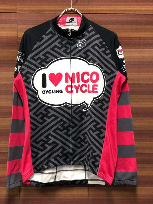 IS999 チャンピオンシステム Champion System 長袖 サイクルジャージ 黒 ピンク L 裏起毛