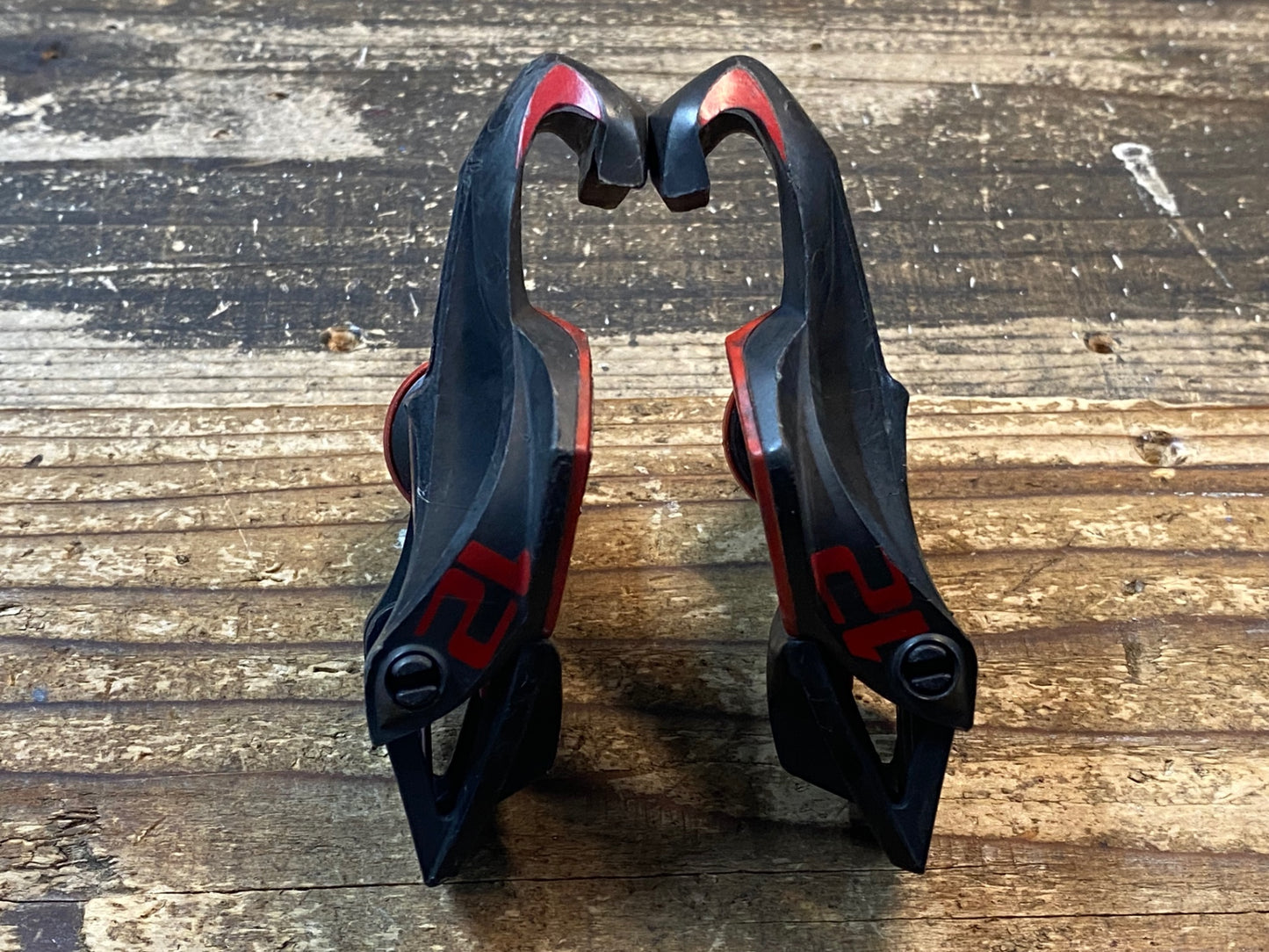 GH145 タイム TIME エクスプレッソ expresso 12 ビンディングペダル 黒赤 チタン ※踏み面削れ ゴリ感大