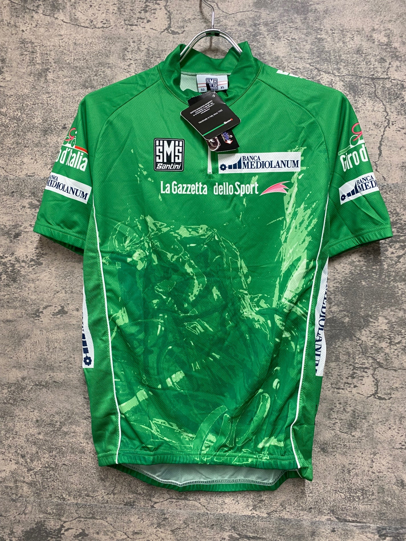 JD294 サンティーニ Santini 半袖 サイクルジャージ 緑 XL ハーフジップ Giro d'Italia 未使用
