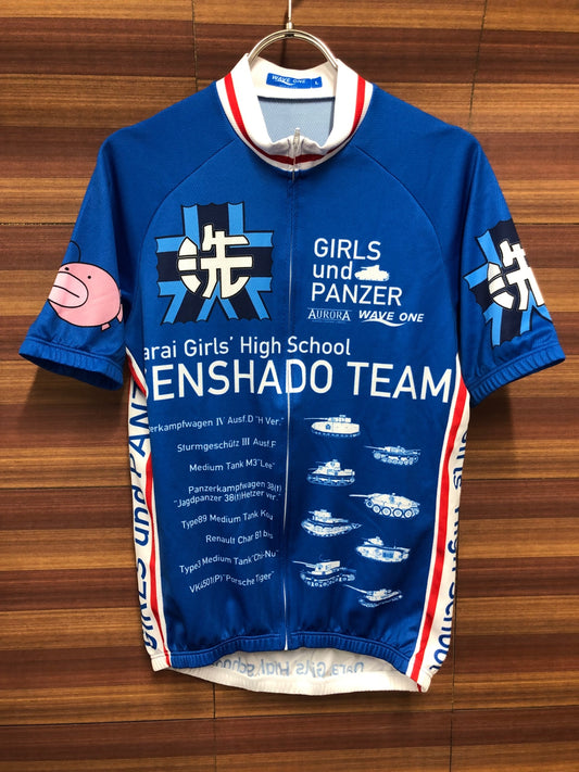 IS994 ウェイブワン WAVE ONE AURORA 半袖 サイクルジャージ 青 L ガールズ＆パンツァー 大洗女子学園 痛ジャージ