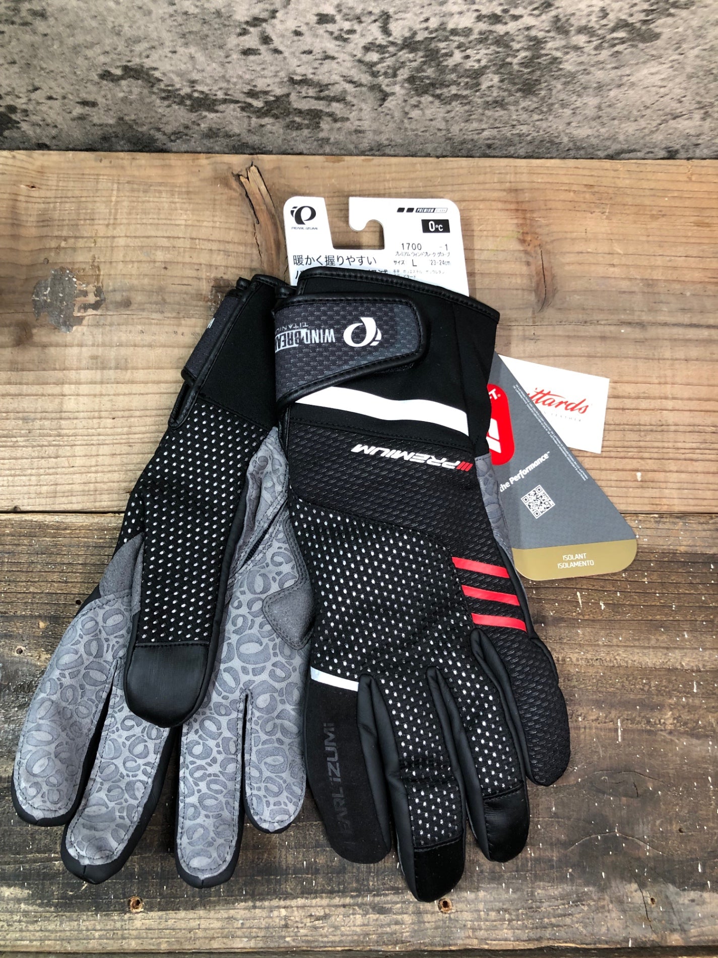 IP604 パールイズミ PEARL iZUMi ウィンターグローブ 黒 L 裏起毛 WIND BREAK TITANIUM