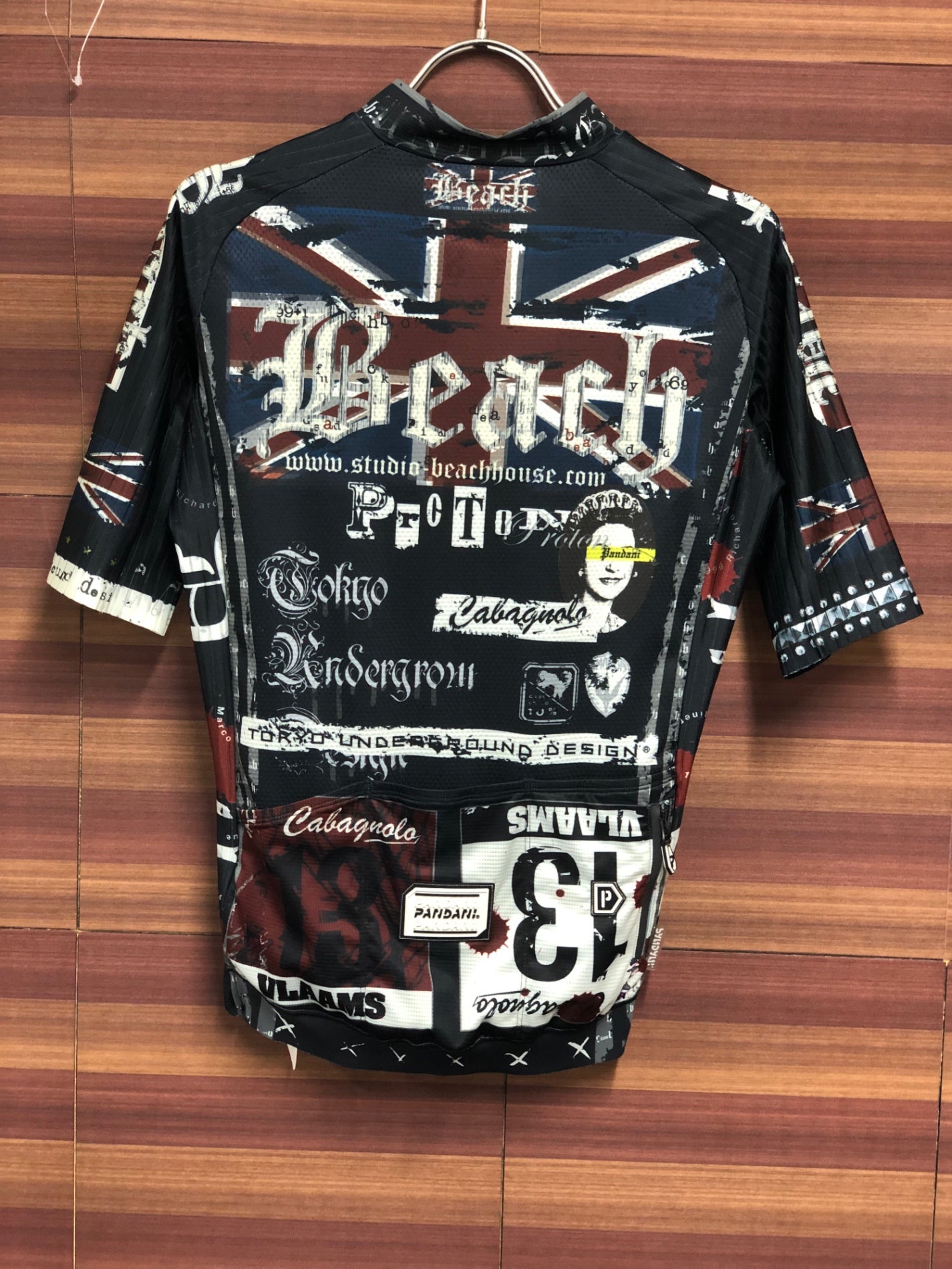 IQ226 パンダーニ PANDANI 半袖 サイクルジャージ 黒 茶 S エアロスリーブ