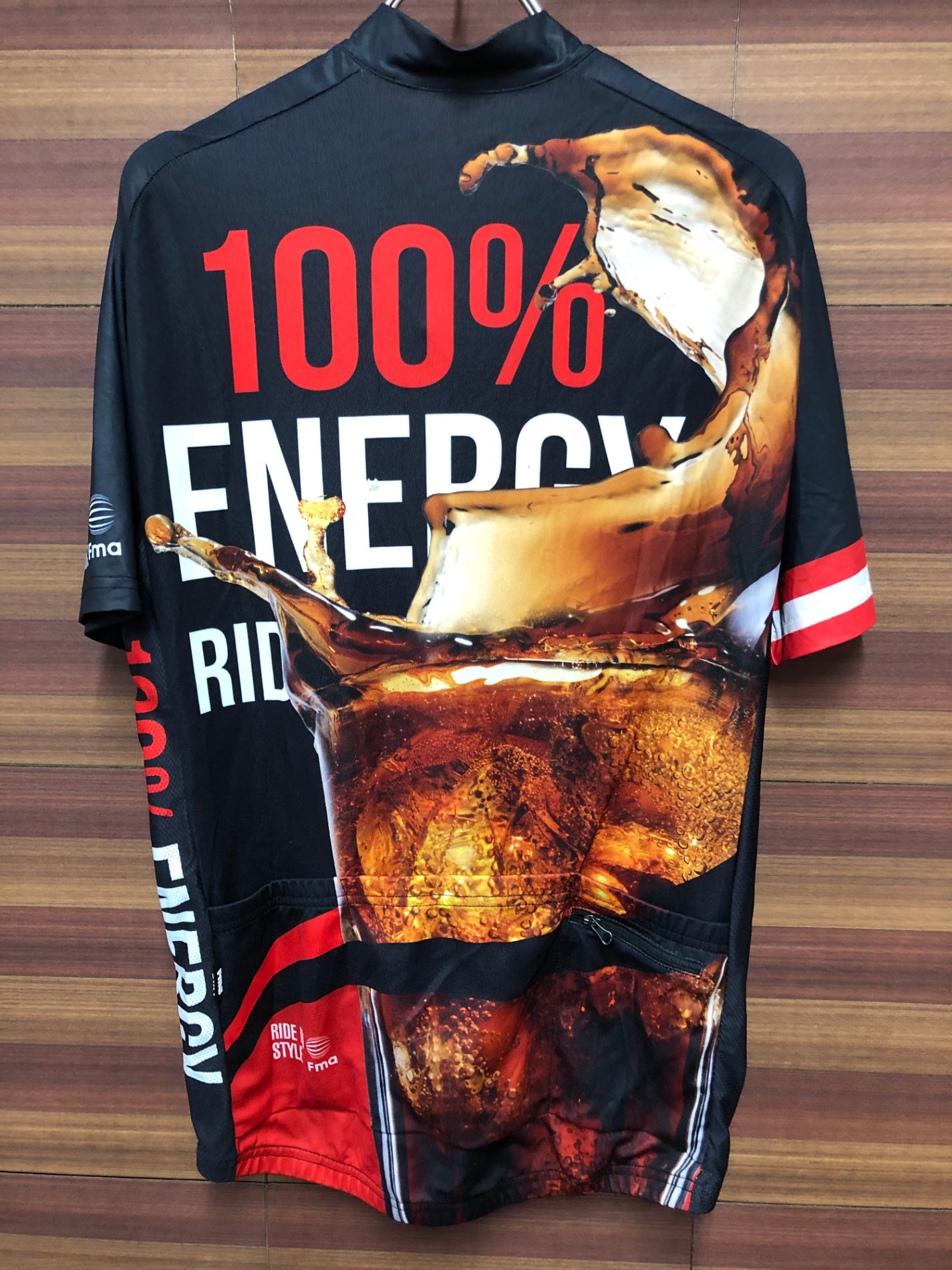 IS970 Fma 半袖 サイクルジャージ 黒 赤 L