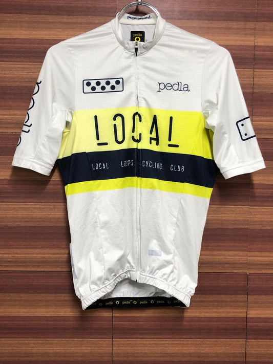 IB801 ペドラ Pedla 半袖 サイクルジャージ 白 黃 XS LOCAL LOOP CYCLING CLUB