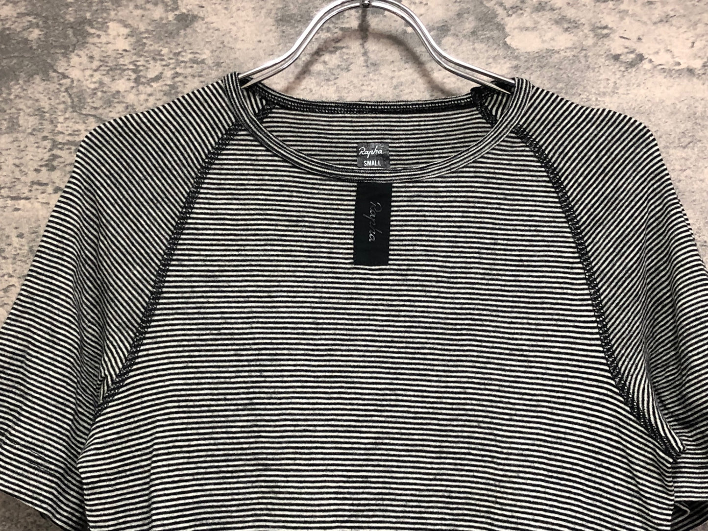 IX317 ラファ Rapha MERINO BASE LAYER 半袖 ベースレイヤー 白 黒 縞模様 S
