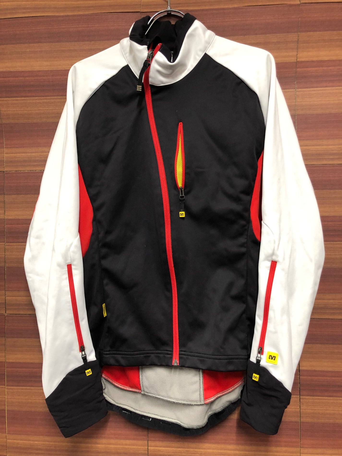 IN989 マヴィック MAVIC 裏起毛 サイクルジャケット 黒赤 L