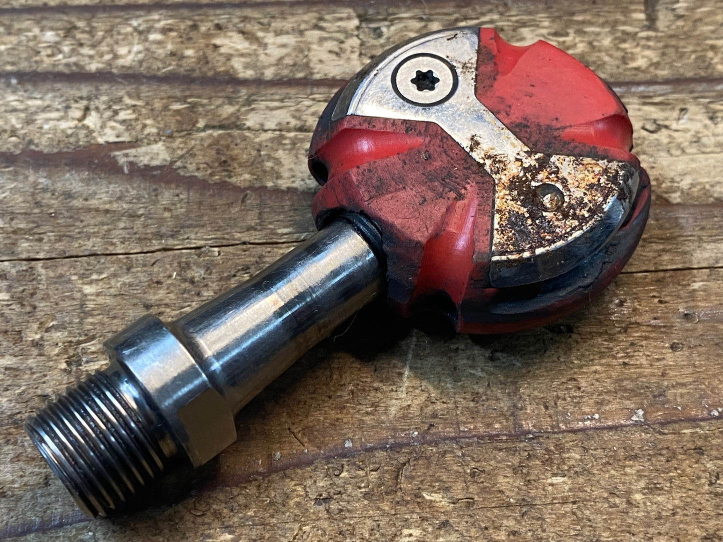 IV192 スピードプレイ SPEEDPLAY ビンディングペダル 赤 チタンシャフト ※シャフトガタ大 ジャンク