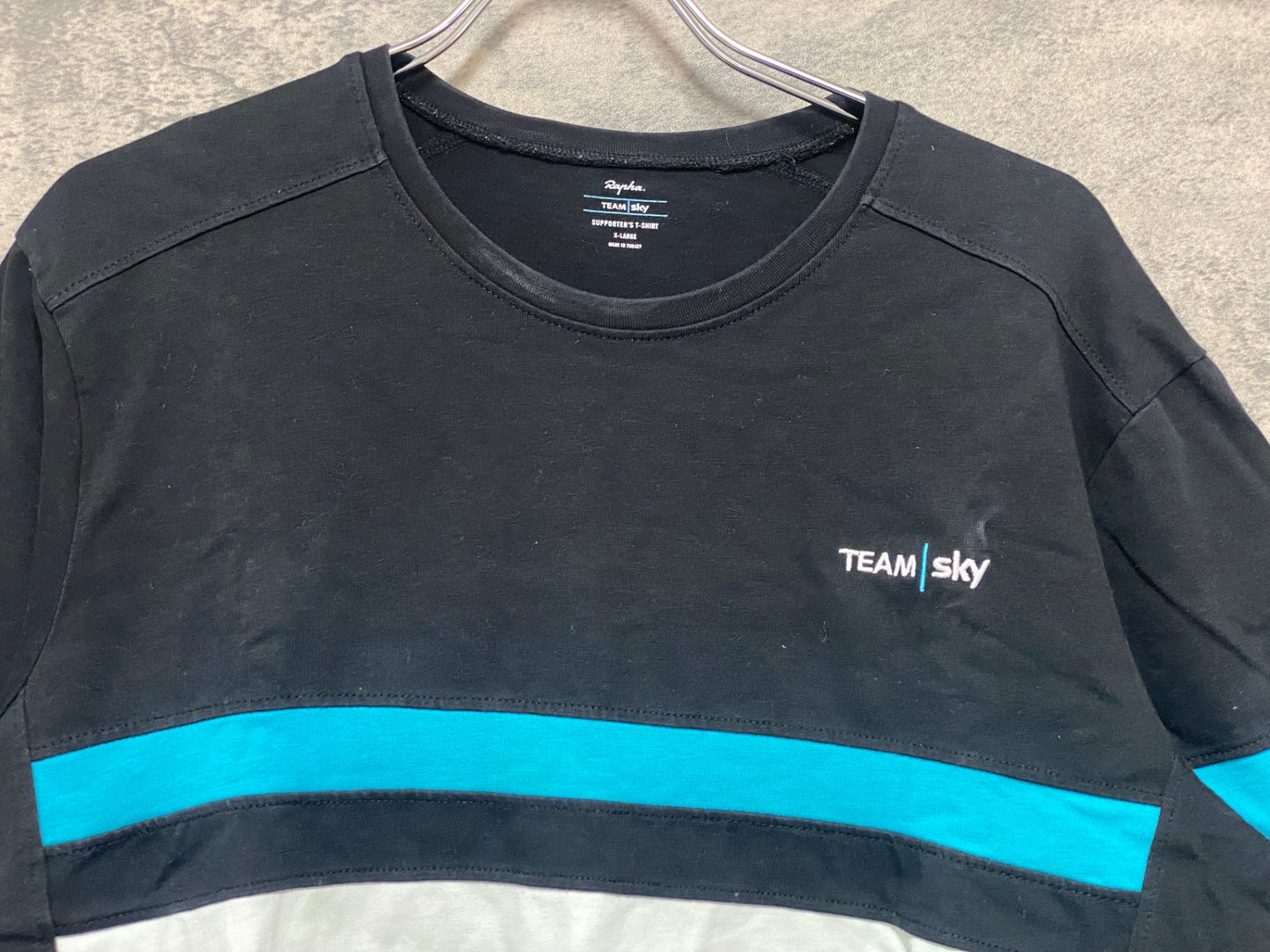 IX225 ラファ Rapha SUPPORTER'S T-SHIRT 半袖 Tシャツ 黒 XL TEAM Sky ※擦れ