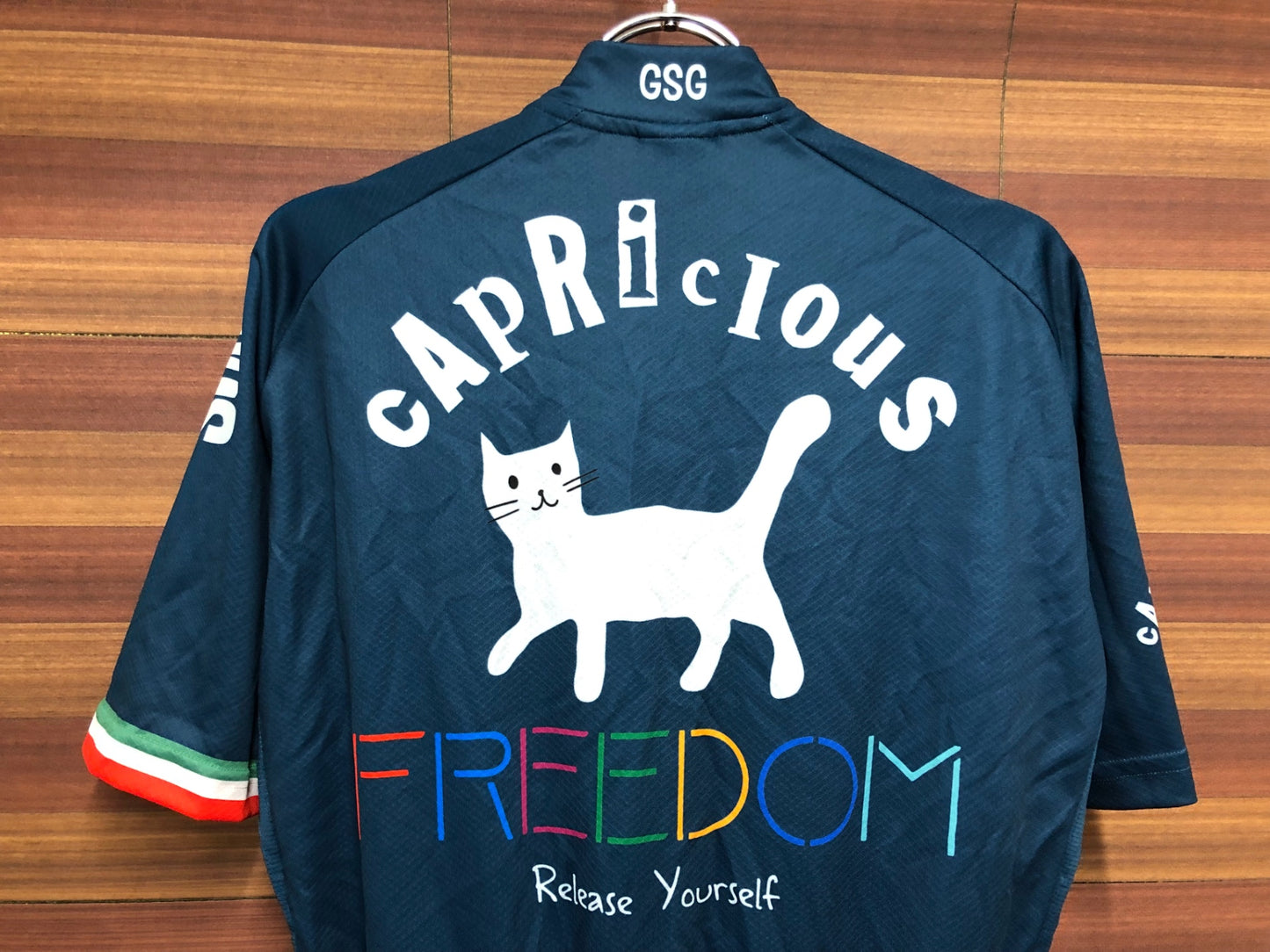 IQ481 ジェッセージ GSG 7ITA 半袖 サイクルジャージ 紺 猫 XL