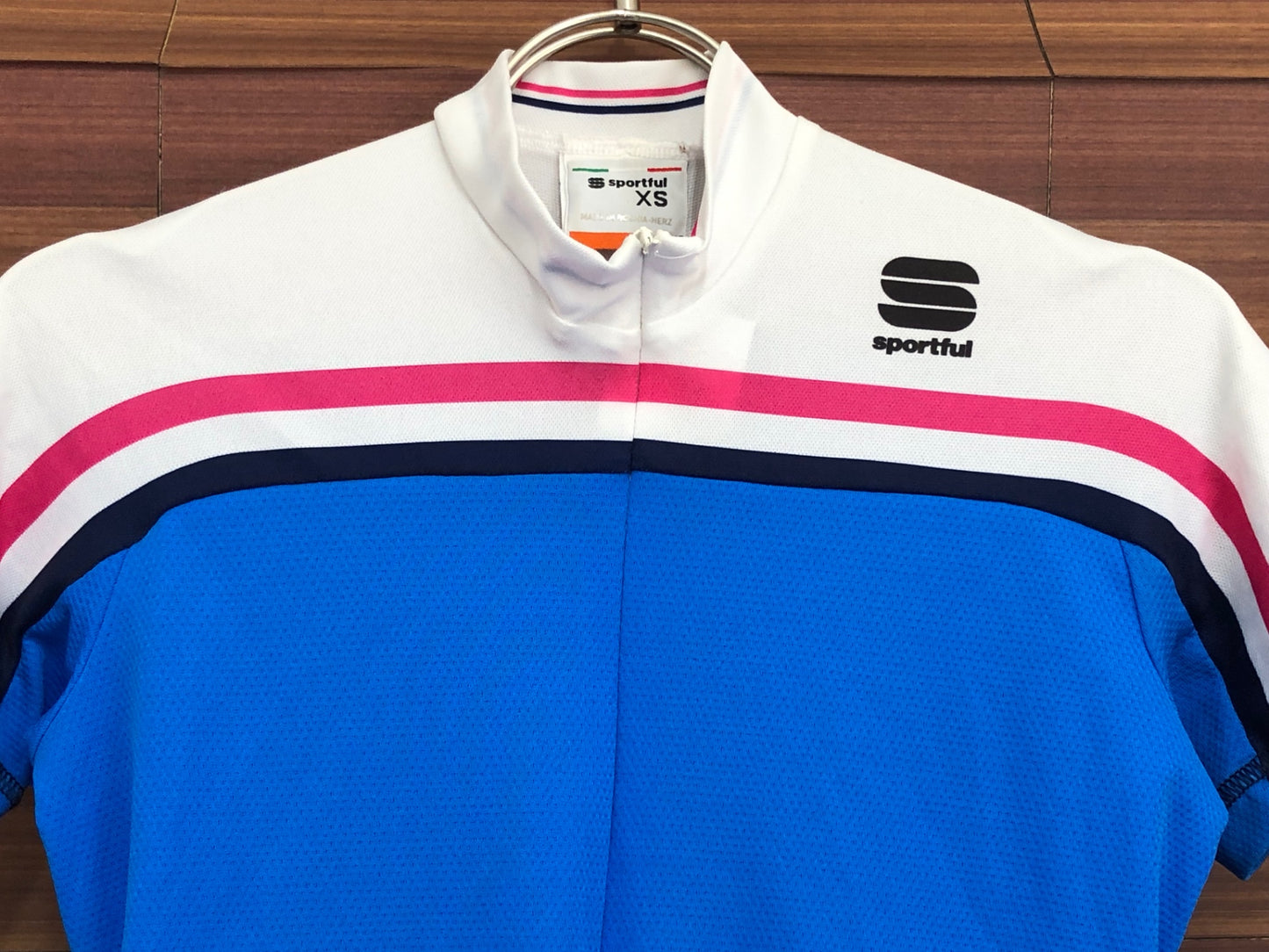 IR910 スポーツフル sportful 半袖 ハーフジップ サイクルジャージ 青 白 XS