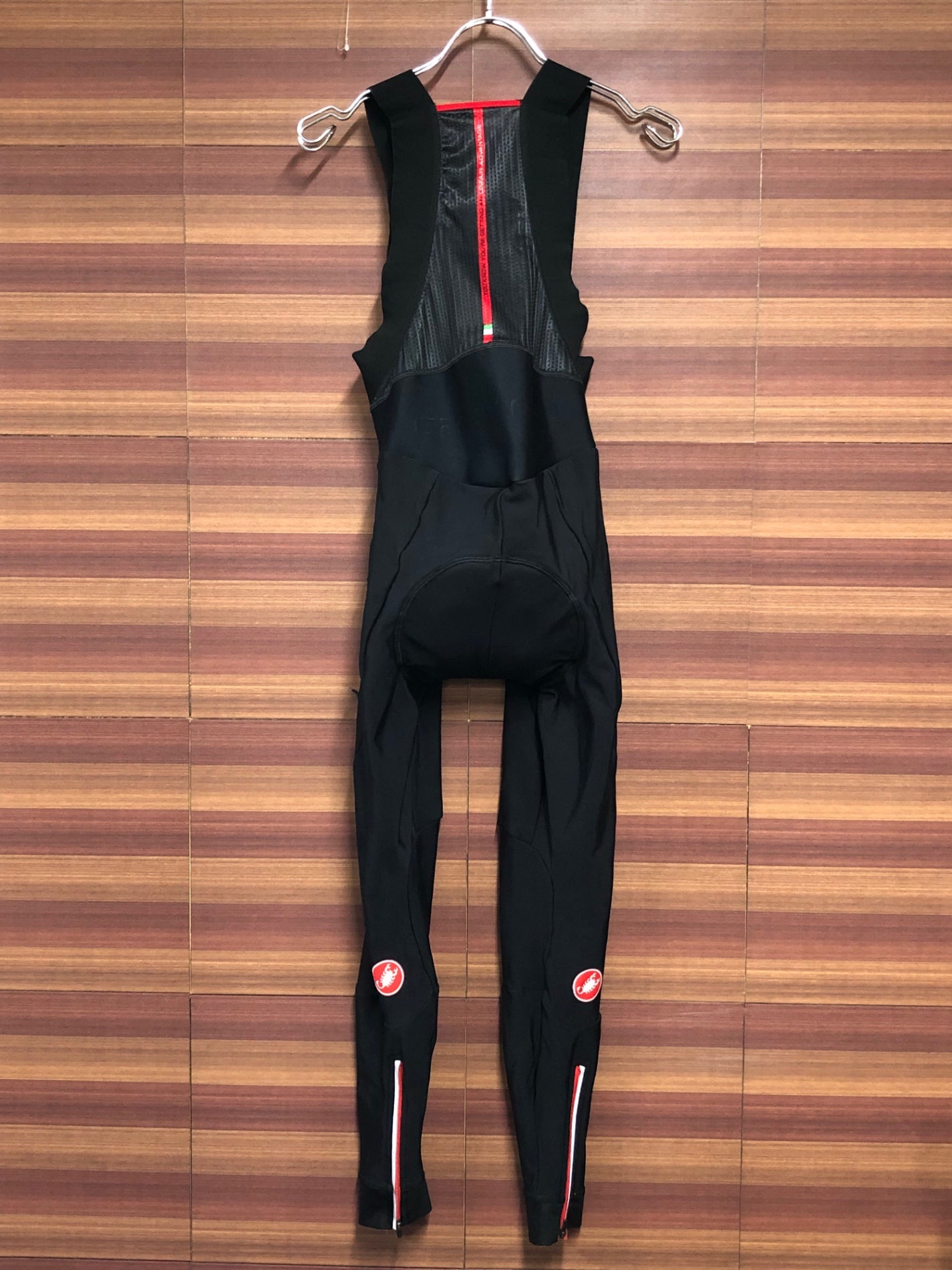 IK420 カステリ CASTELLI ROSSO CORSA ビブタイツ 黒 赤 M 裏起毛