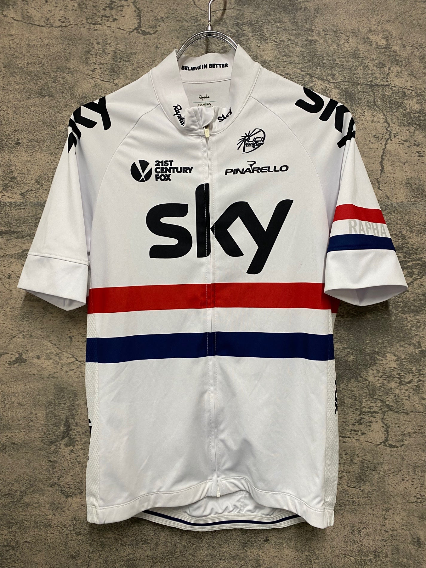 JC804 ラファ Rapha BRITISH NATIONAL CHAMPION REPLICA JERSEY 半袖 サイクルジャージ 白 M TEAM sky