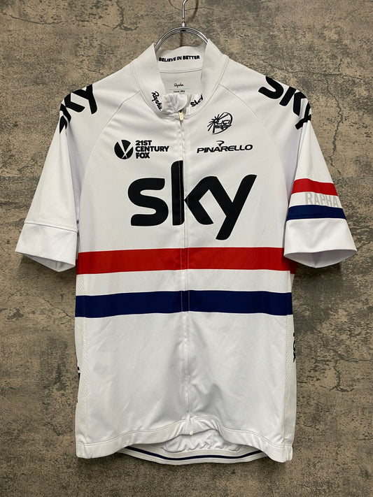 JC804 ラファ Rapha BRITISH NATIONAL CHAMPION REPLICA JERSEY 半袖 サイクルジャージ 白 M TEAM sky