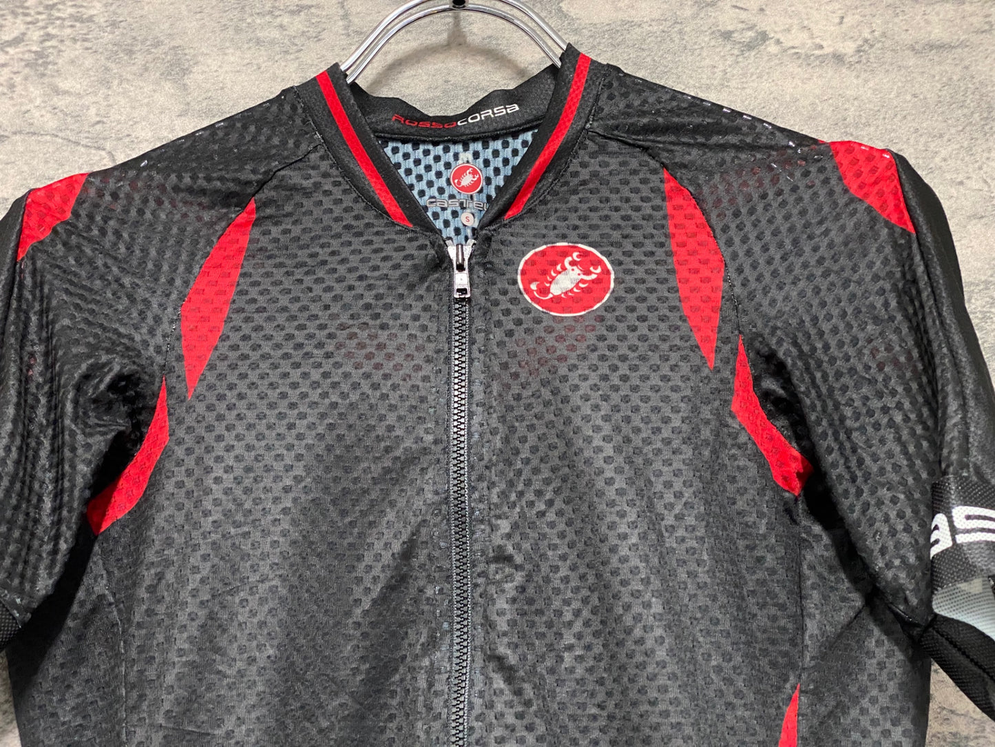 IZ473 カステリ CASTELLI ROSSOCORSA 半袖 サイクルジャージ 黒 赤 S