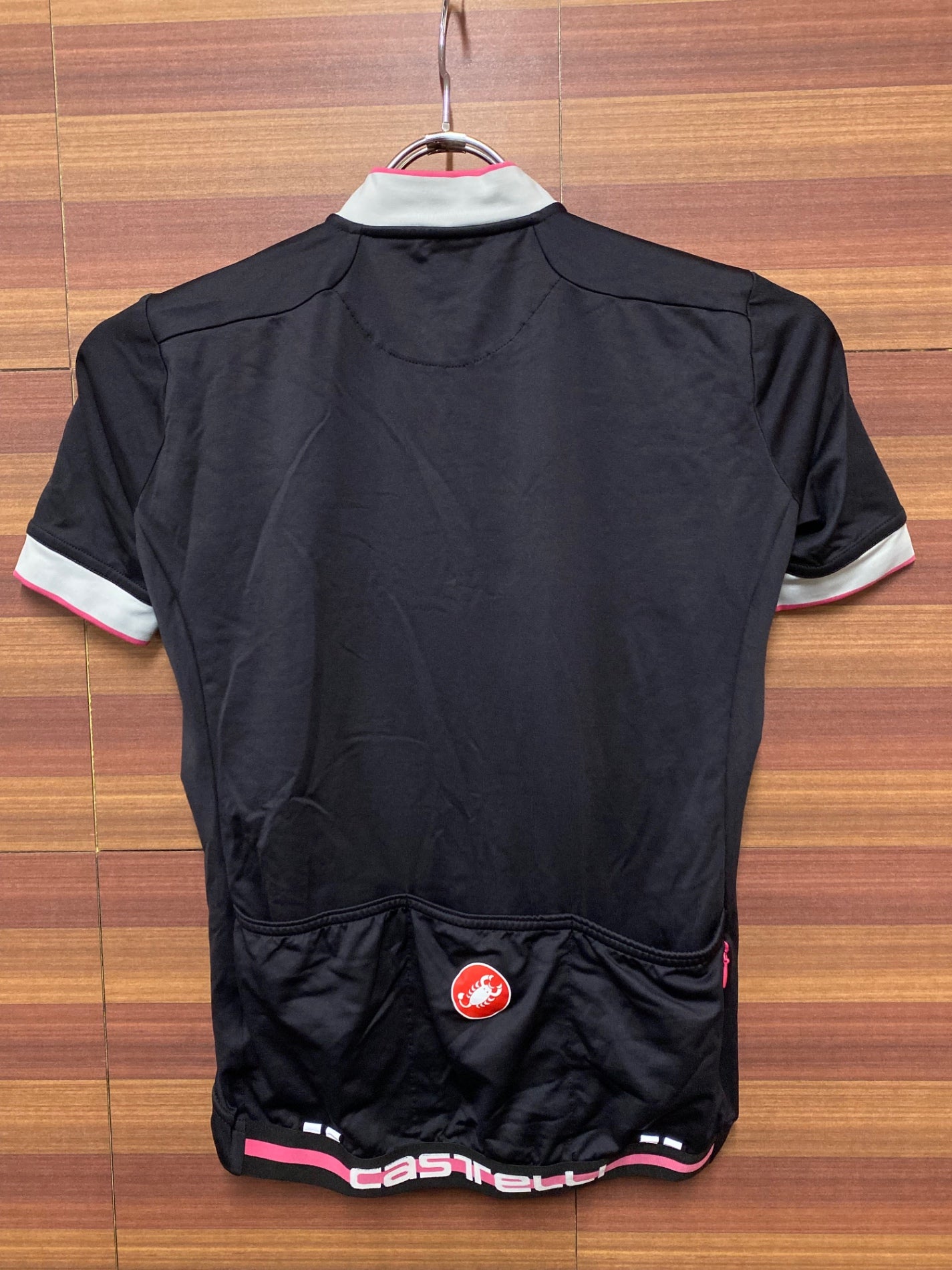 HV143 カステリ CASTELLI 半袖サイクルジャージ M 黒ピンク ※スレ