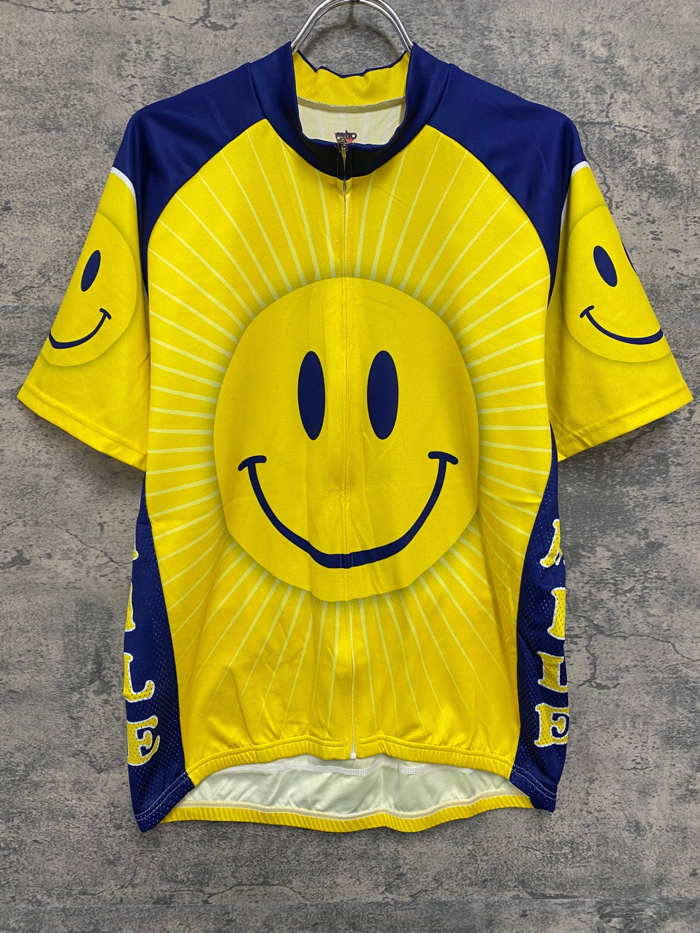 IV592 レトロ Retro 半袖 サイクルジャージ 黄 紺 XL