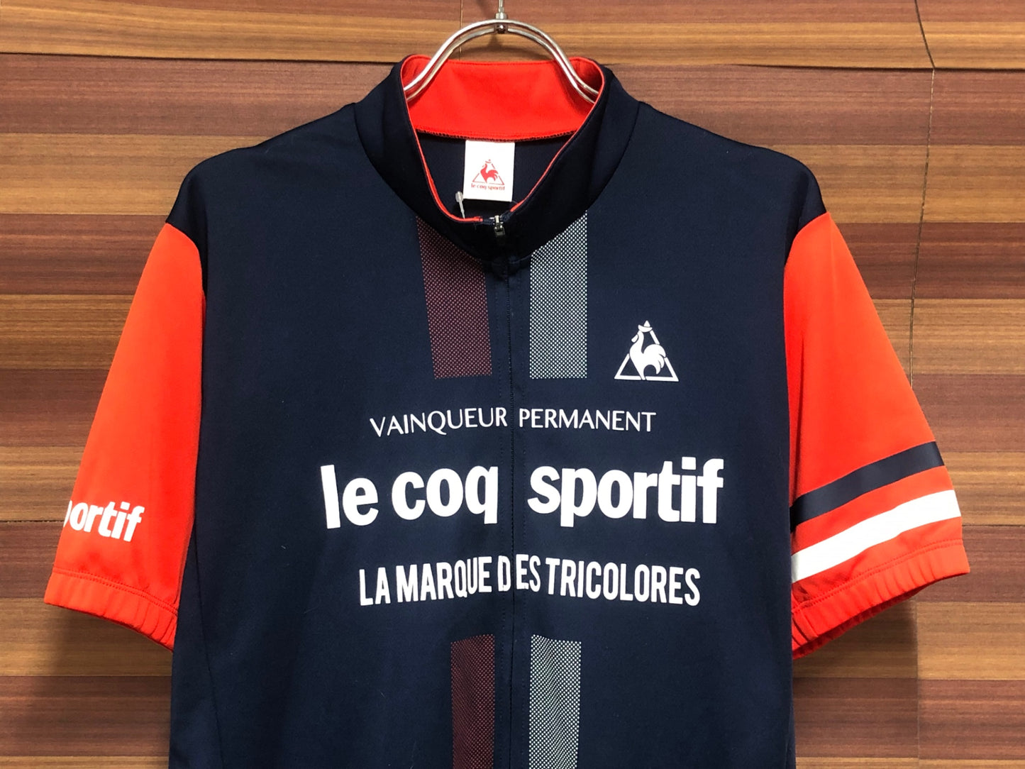 IO088 ルコックスポルティフ le coq sportif 半袖 サイクルジャージ 紺 赤 O