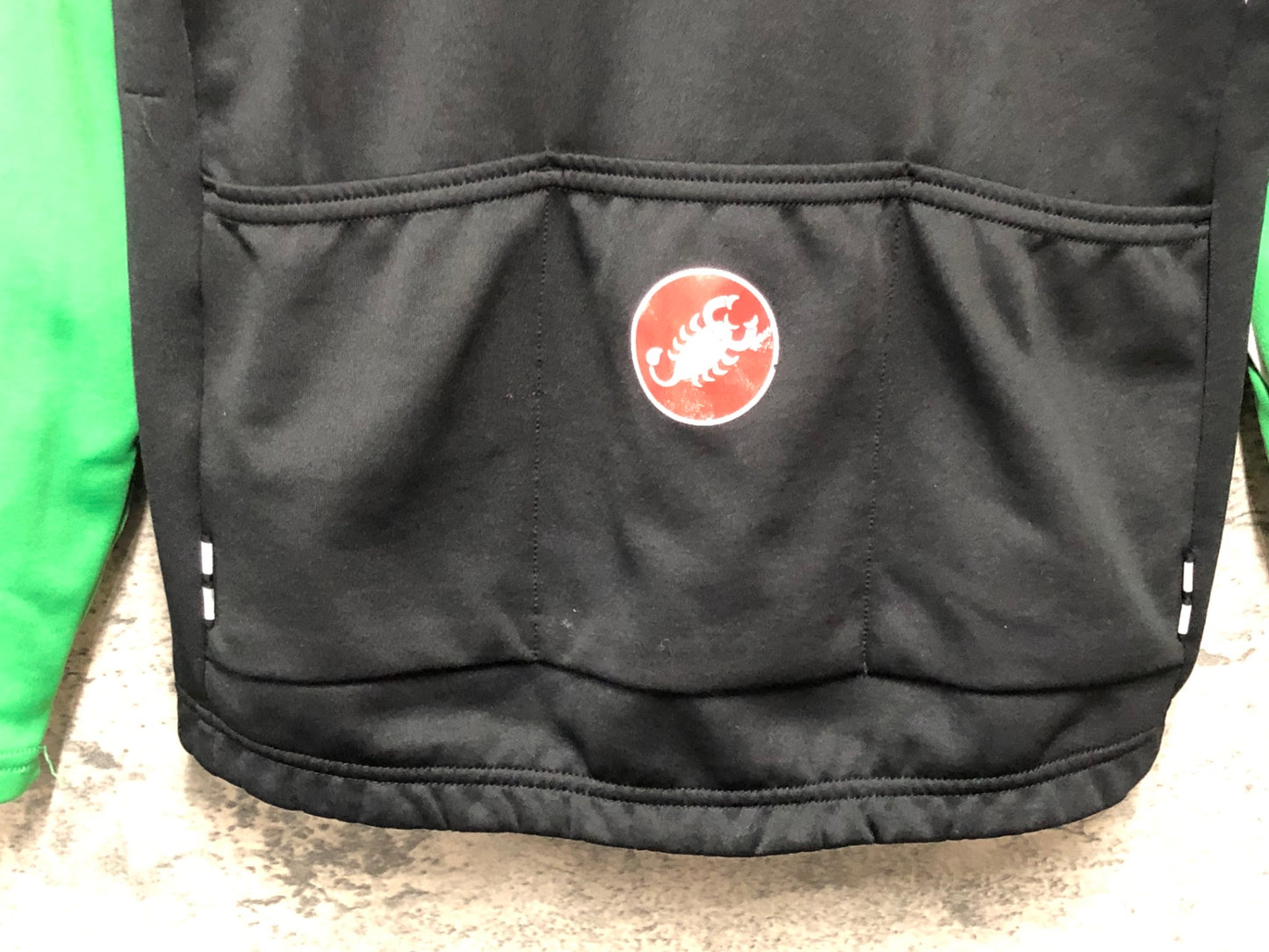 JC152 カステリ CASTELLI 長袖 サイクルジャージ 緑 黒 サイズ不明