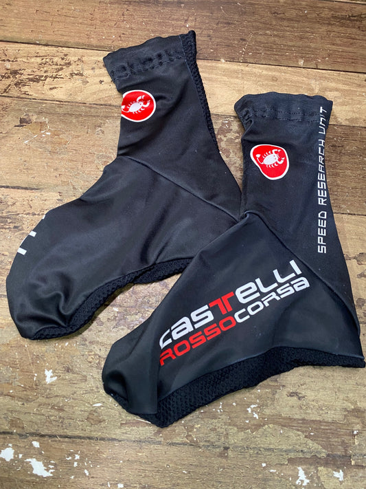 IL524 カステリ CASTELLI ロッソコルサ シューズカバー 黒 穴 XL