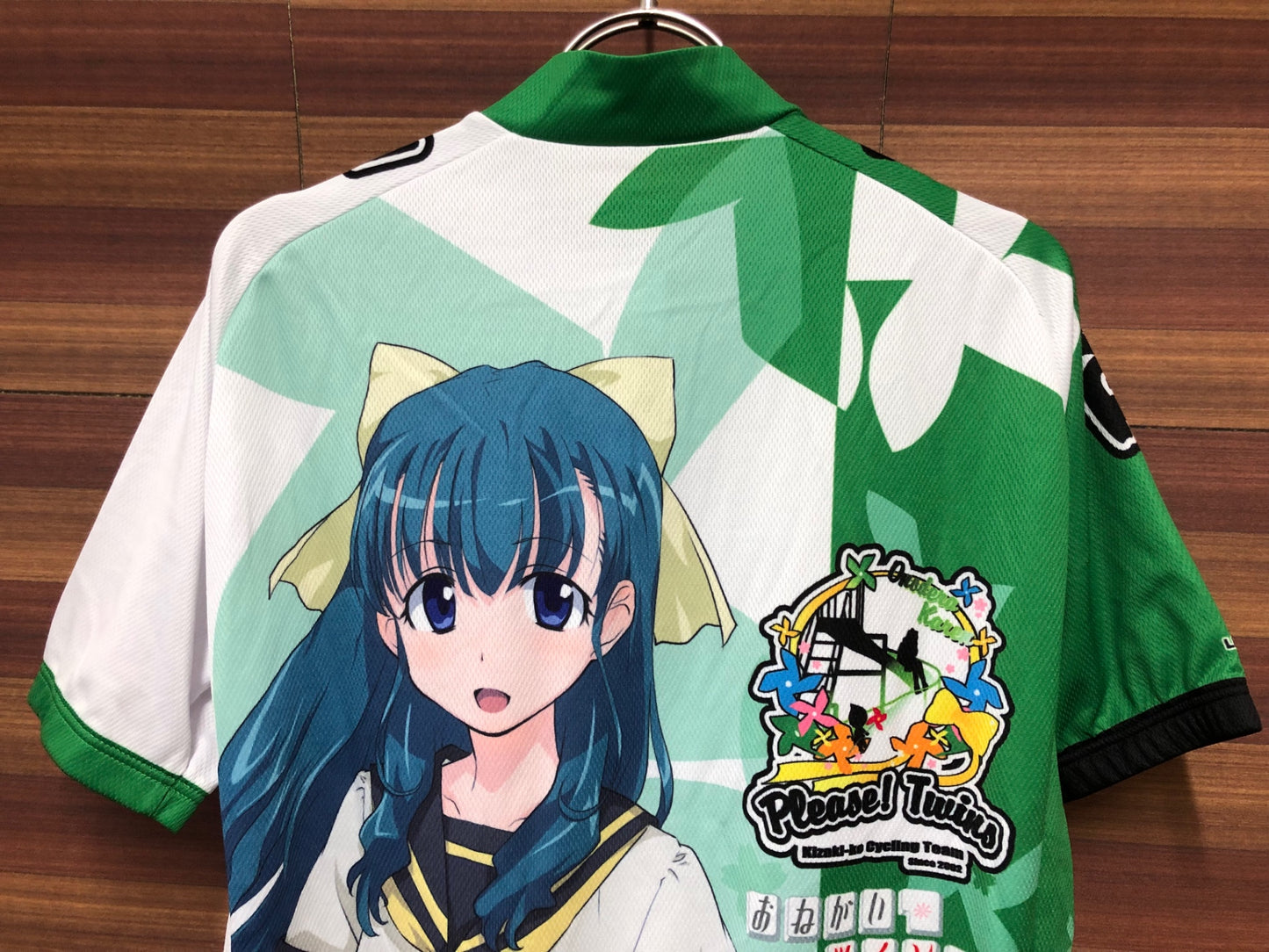 IS978 ウェイブワン WAVE ONE 半袖 サイクルジャージ 白 緑 L おねがい☆ツインズ 小野寺樺恋 痛ジャージ