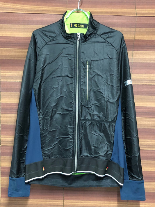 IS433 リオンドカペルミュール Lion de KAPELMUUR 長袖 サイクルジャケット 黒 紺 L 裏起毛 防風