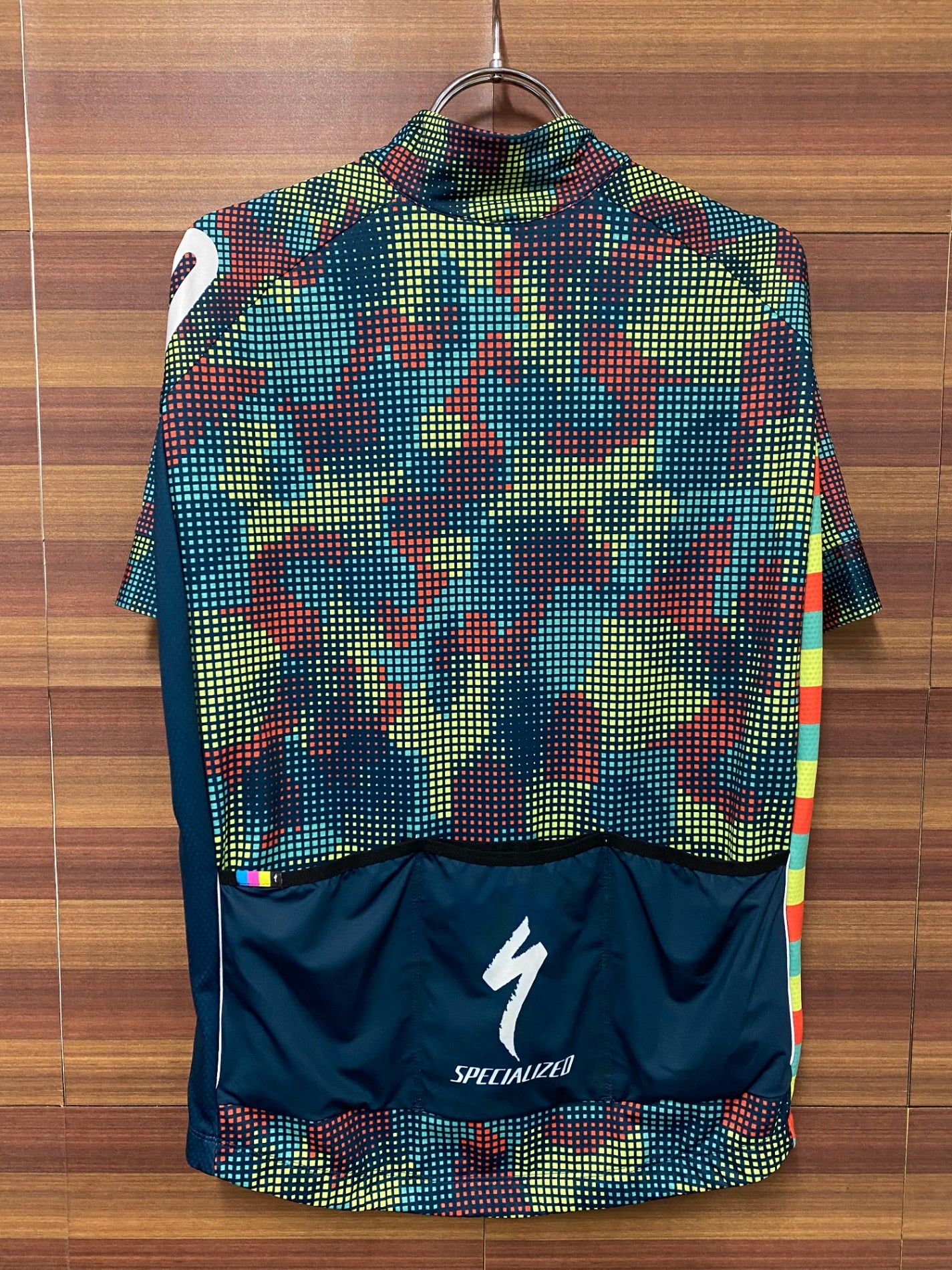 IQ244 スペシャライズド SPECIALIZED SL EXPERT JERSEY SS 半袖 サイクルジャージ 黄緑 総柄 L