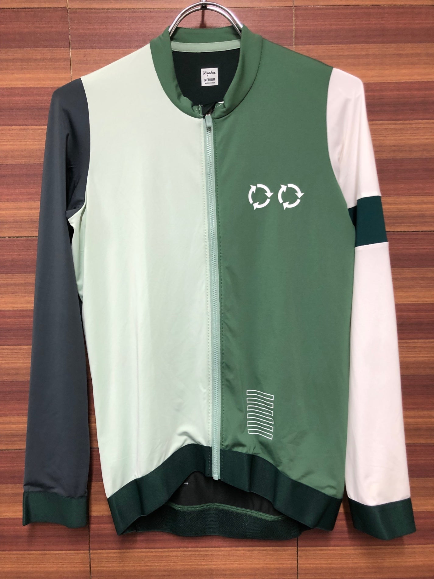 IL417 ラファ Rapha MEN'S EXCESS PRO TEAM LONG SLEEVE TRAINING JERSEY 長袖サイクルジャージ 白緑 M