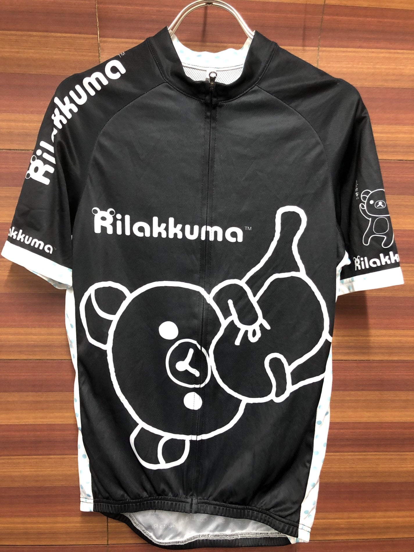 IS988 ワールドサイクル WORLDCYCLE 半袖 サイクルジャージ 黒 L RILAKKUMA 痛ジャージ