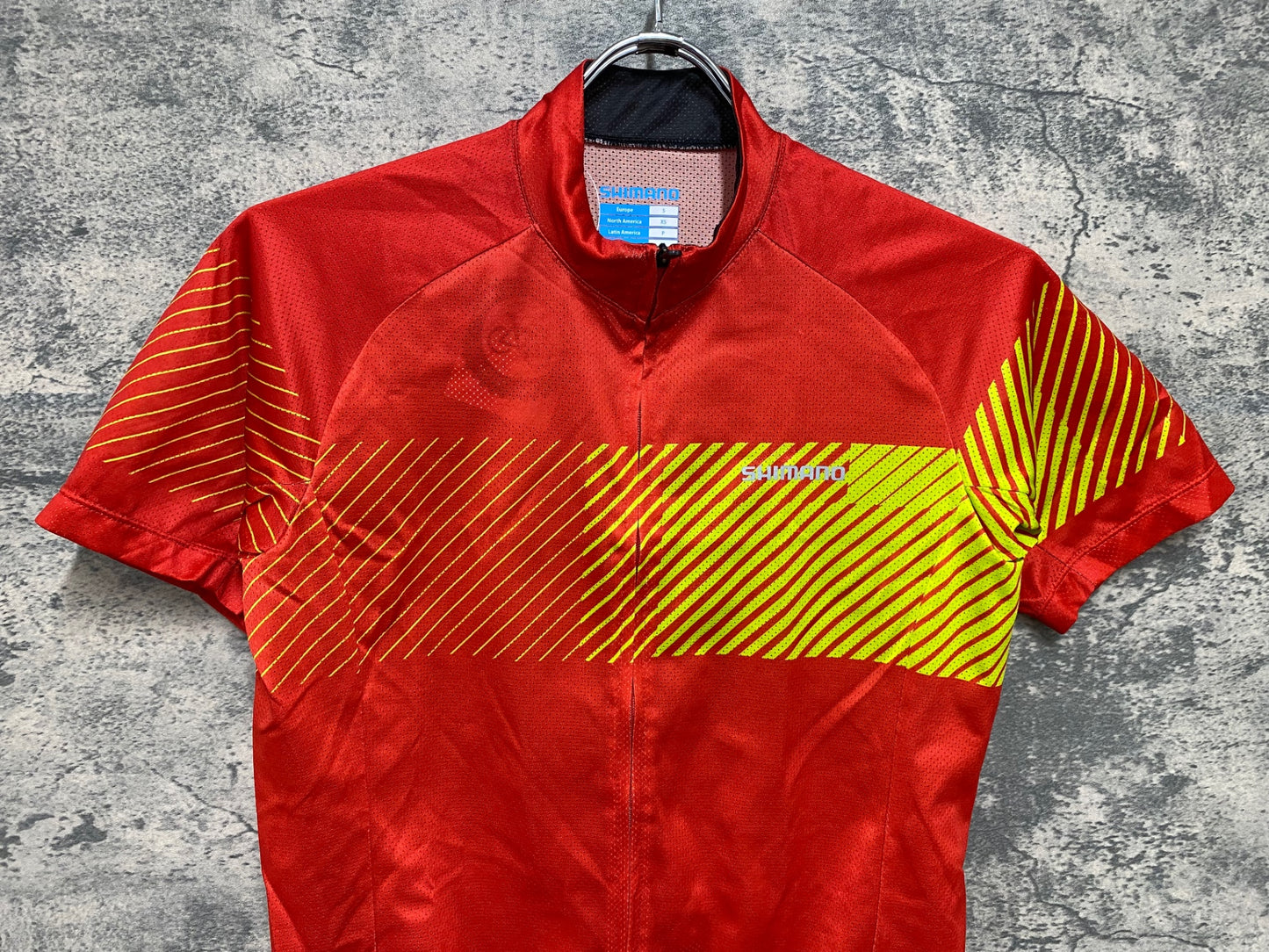 IY970 シマノ SHIMANO 半袖 サイクルジャージ 赤 黄 M