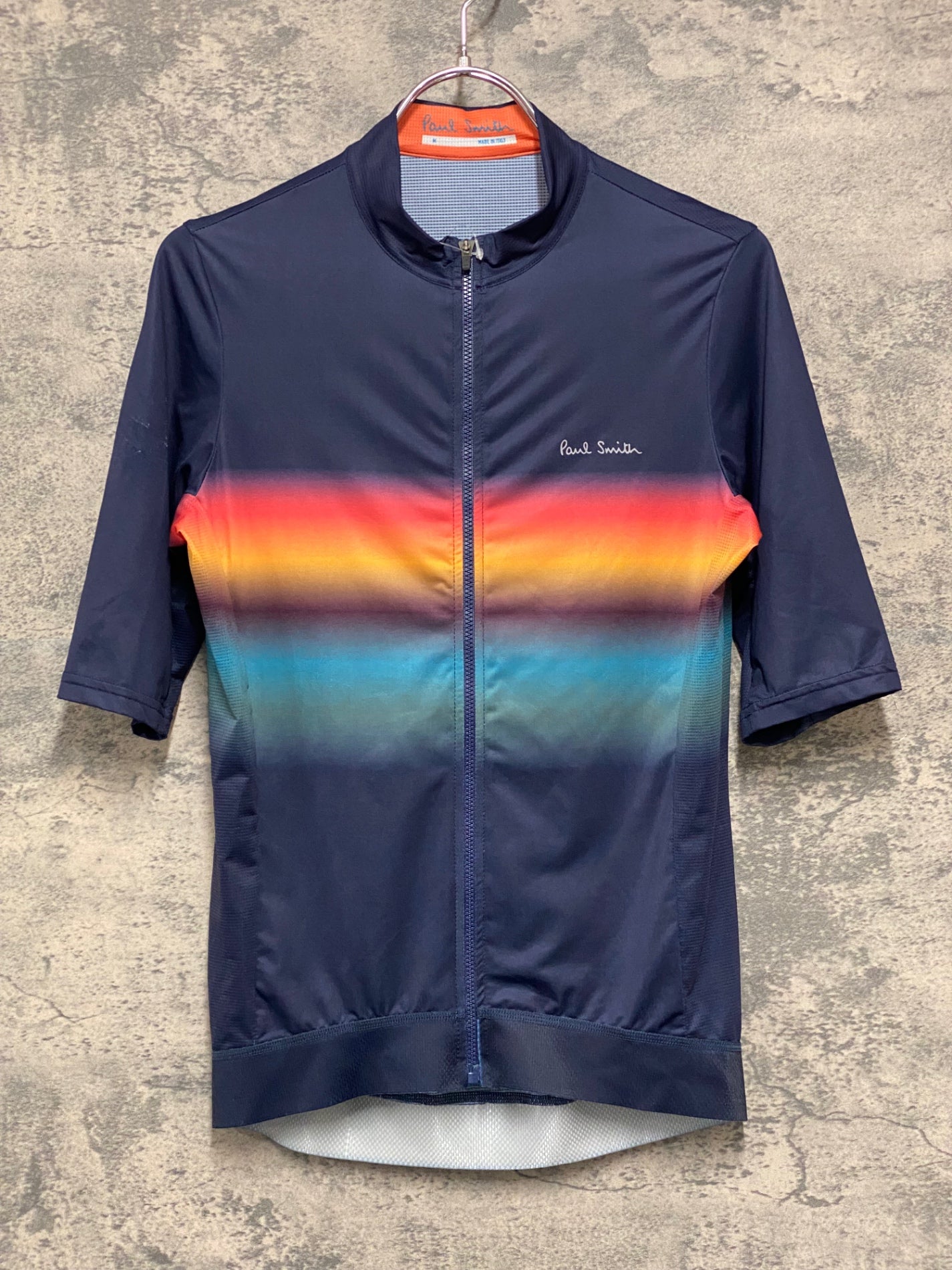 JD924 ポールスミス Paul Smith 半袖 サイクルジャージ 紺 総柄 M