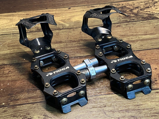 JB530 タイオガ TIOGA SureFoot8 フラットペダル 黒 トゥーストラップ付属