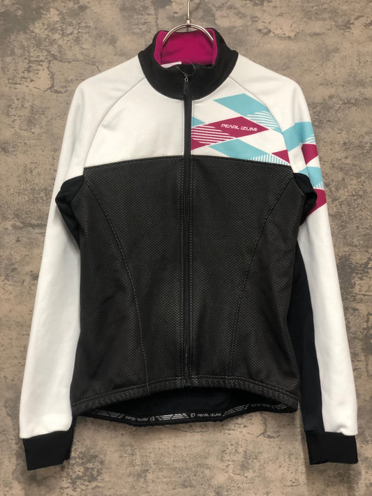 IY178 パールイズミ PEARL iZUMi 長袖 サイクルジャケット 黒 白 L 裏起毛 WINDBREAK