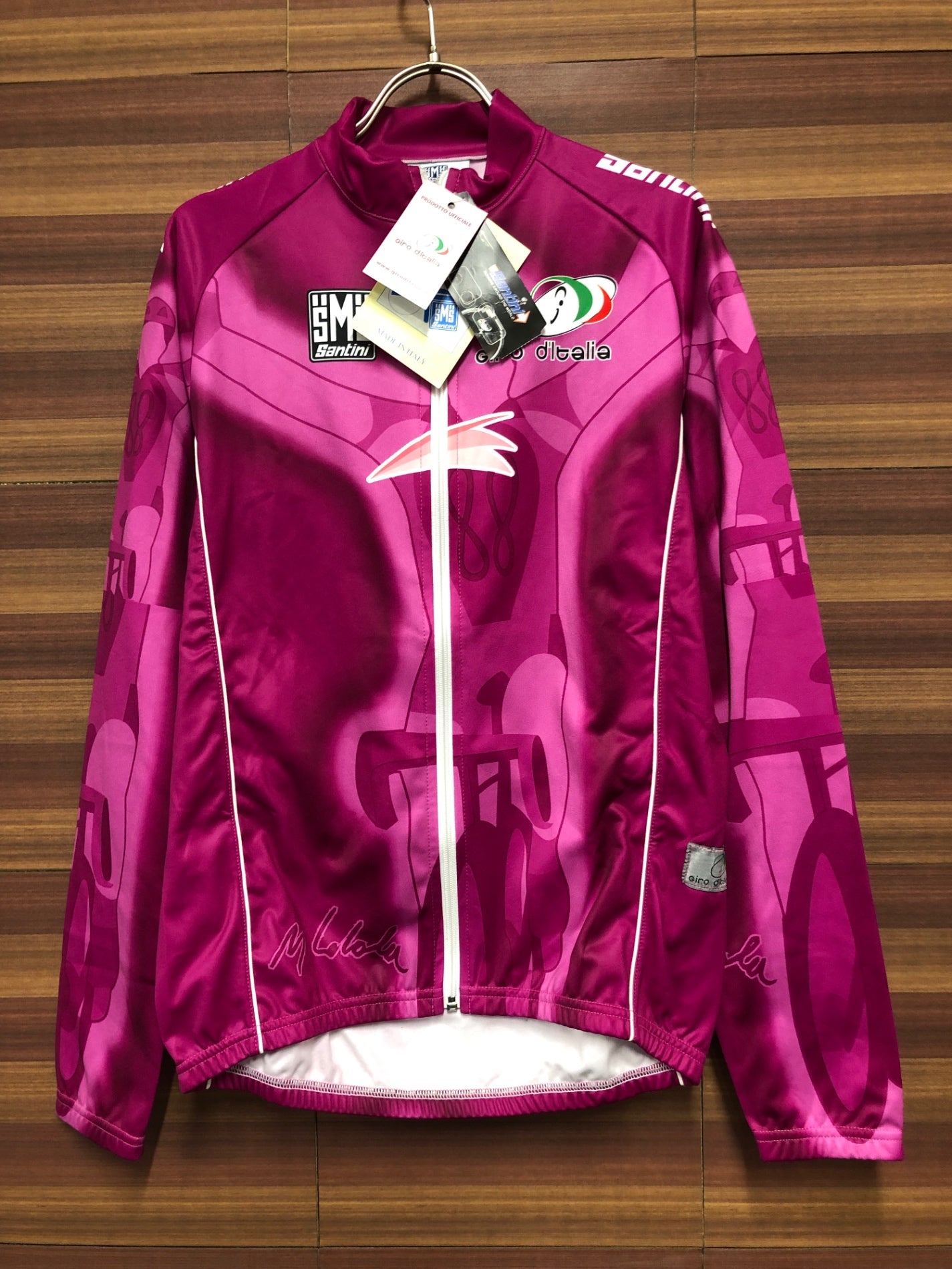 IO735 サンティーニ Santini 長袖 サイクルジャージ 紫 L 裏起毛 Giro d'Italia