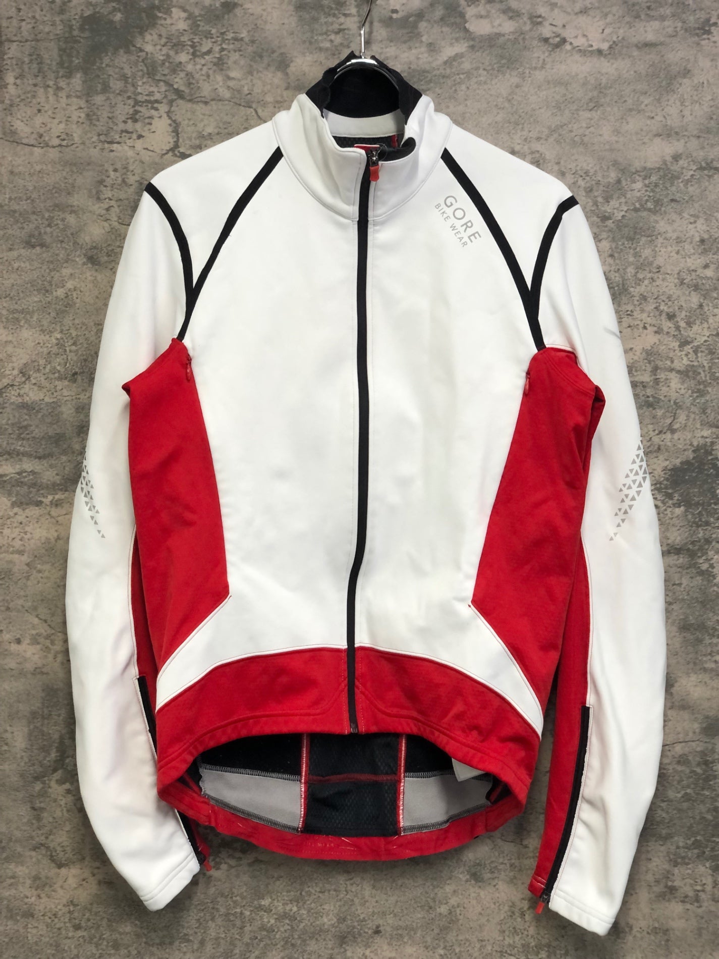 IV337 ゴアバイクウェア GORE BIKE WEAR 長袖 サイクルジャケット 白 赤 L 裏起毛