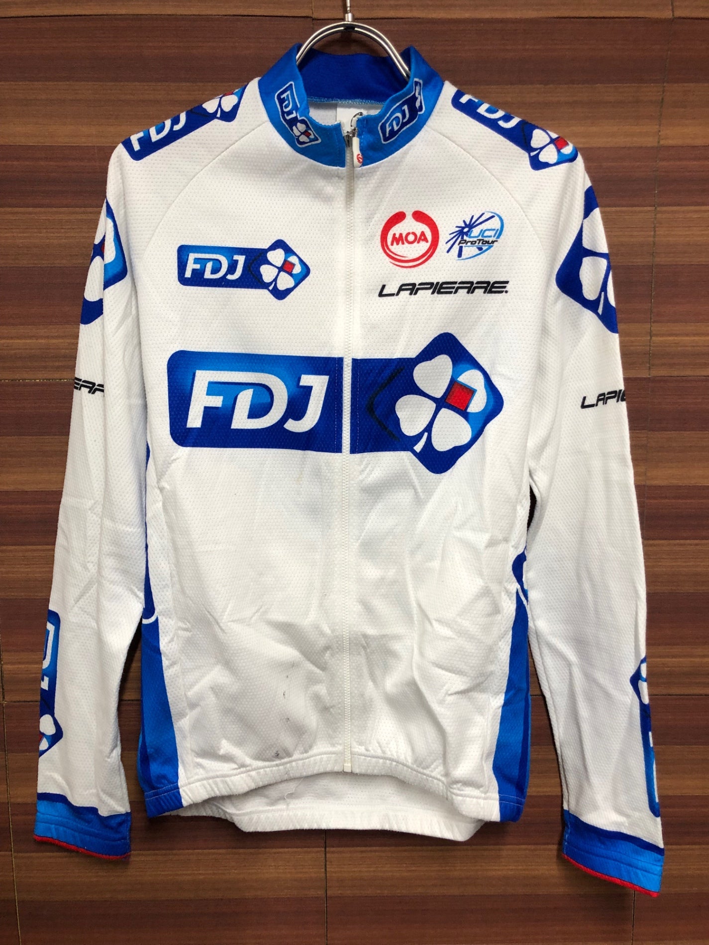 IO736 モア MOA 長袖 サイクルジャージ 白 青 2 裏起毛 FDJ ※染み
