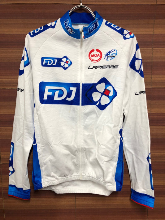 IO736 モア MOA 長袖 サイクルジャージ 白 青 2 裏起毛 FDJ ※染み