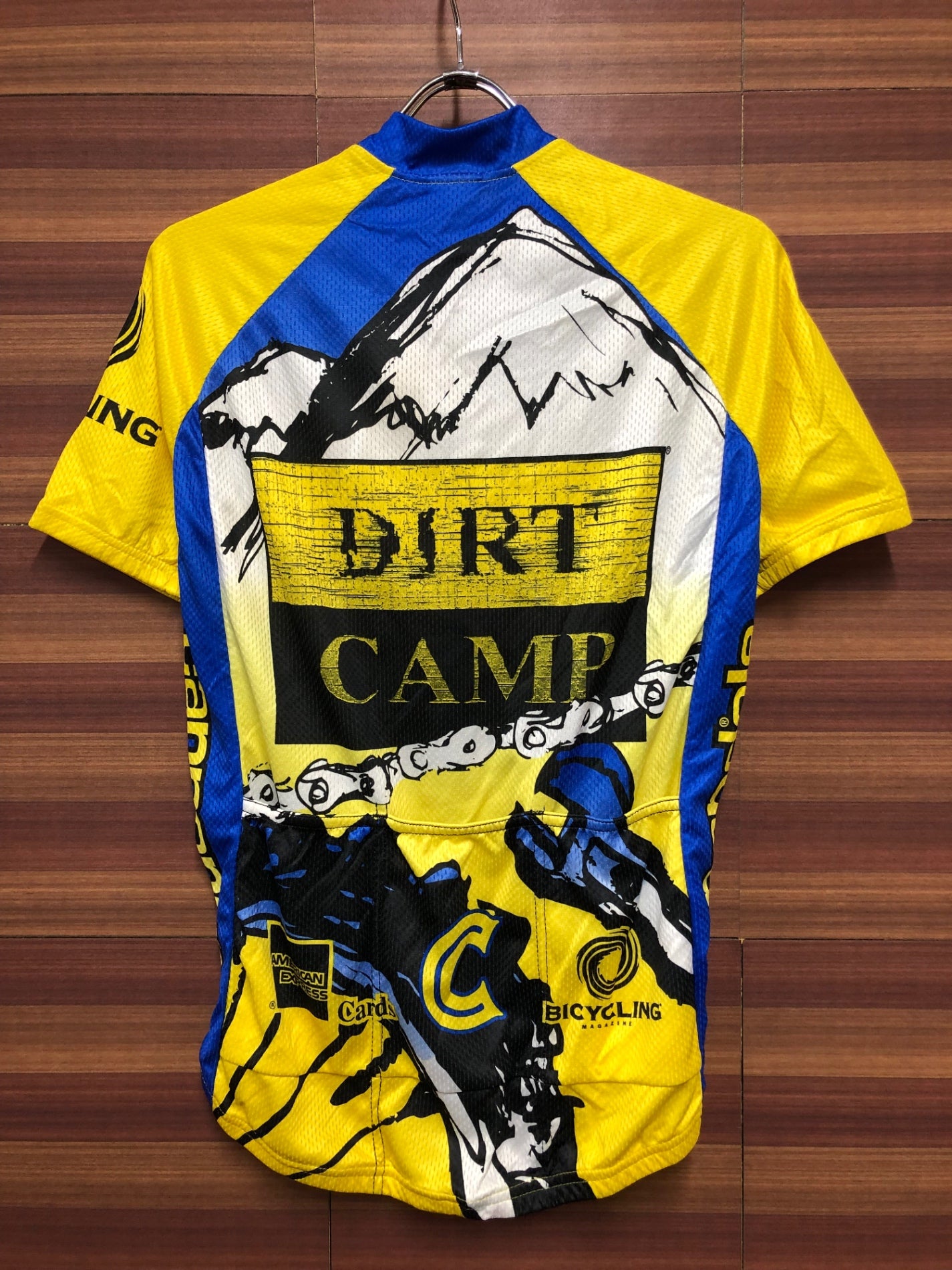 IK436 キャノンデール cannondale 半袖 サイクルジャージ 黄 青 M ハーフジップ DIRT CAMP ビンテージ