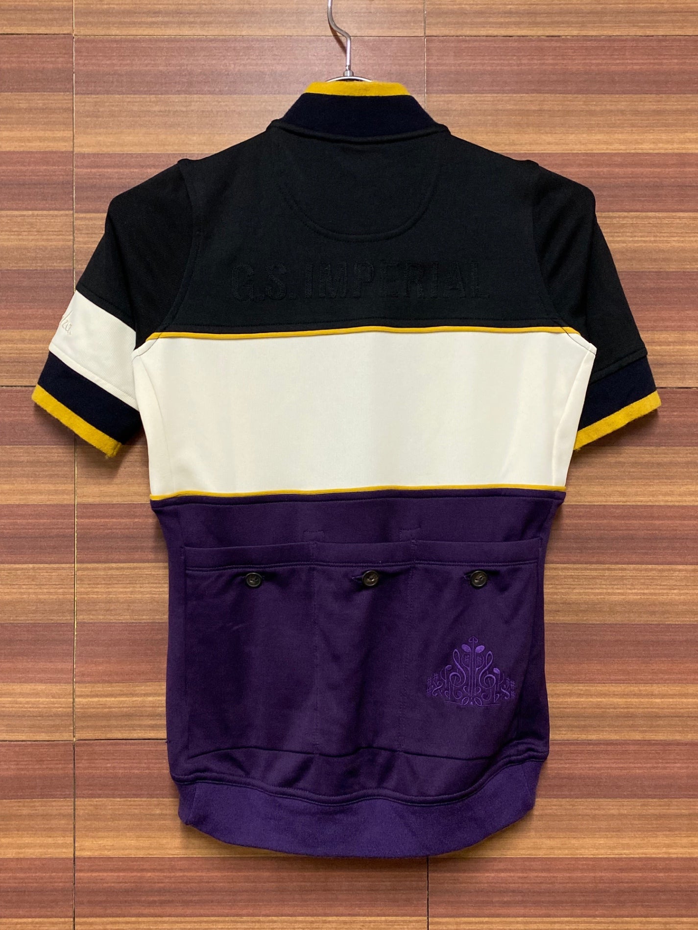 IE323 ラファ Rapha IMPERIAL WORKS WOMEN'S TRICOLOR JERSEY 半袖 サイクルジャージ 黒 パープル XXS